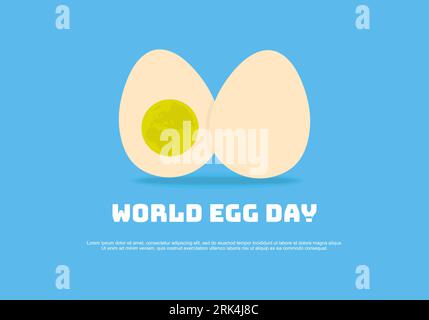 World egg day background banner poster with white egg on blue color. Stock Vector