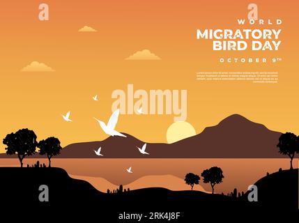 World migratory bird day background on october 9th. Stock Vector