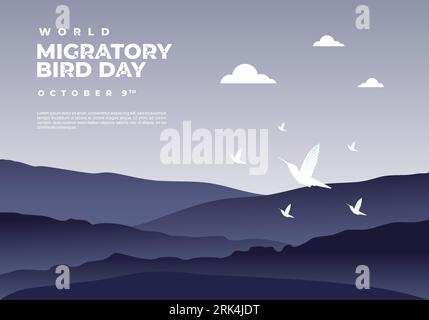 World migratory bird day background on october 9th. Stock Vector