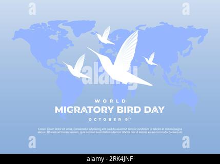 World migratory bird day background on october 9th. Stock Vector