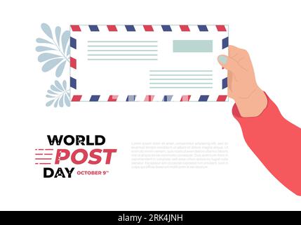 World post day background with mail letter celebrated on october 9th. Stock Vector