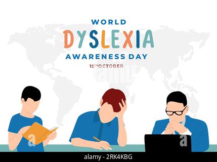 World dyslexia awareness day background celebrated on october 15. Stock Vector