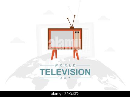World television day background with big vintage television. Stock Vector