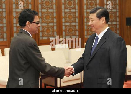 Bildnummer: 53642603  Datum: 03.12.2009  Copyright: imago/Xinhua (091203) -- BEIJING, Dec. 3, 2009 (Xinhua) -- Chinese Vice President Xi Jinping (R) meets with Secretary General of Bangladesh Awami League (BAL) Syed Ashraful Islam in Beijing, capital of China, Dec. 3, 2009. (Xinhua/Huang Jingwen) (ypf) CHINA-BEIJING-BANGLADESH-XI JINPING-BAL SECRETARY GENERAL-MEETING (CN) PUBLICATIONxNOTxINxCHN People Politik kbdig xmk 2009 quer    Bildnummer 53642603 Date 03 12 2009 Copyright Imago XINHUA  Beijing DEC 3 2009 XINHUA Chinese Vice President Xi Jinping r Meets With Secretary General of Bangladesh Stock Photo