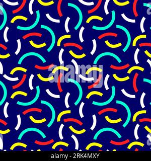 Brush line stroke shape seamless pattern on blue background. Stock Vector