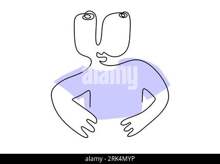 One line of primordial isolated on white background. Hand drawing single continuous line. Stock Vector