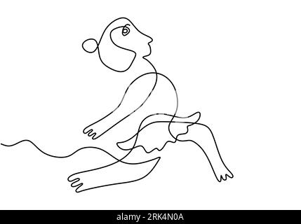 One line of ballerina isolated on white background. Hand drawing single continuous line. Stock Vector