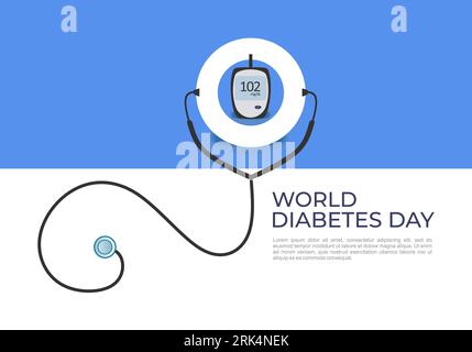 World diabetes day background with blood sugar measuring device. Stock Vector