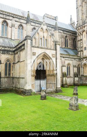 The North porch on Wells Cathedral, Wells, Somerset, England, UK. Stock Photo