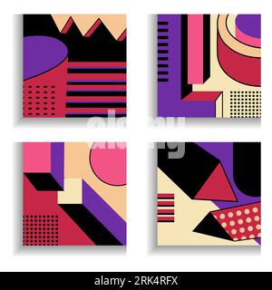 Four Punchy seamless pattern set isolated on white background. Stock Vector