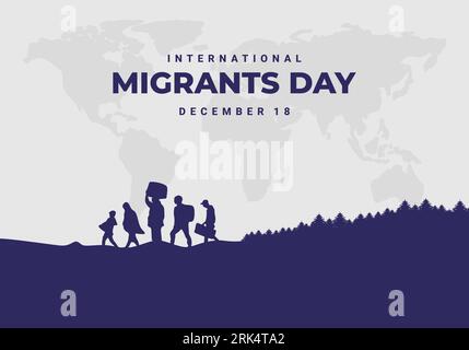 International migrants day background celebrated on december 18. Stock Vector