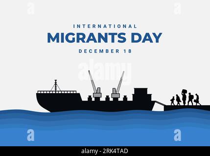 International migrants day background celebrated on december 18. Stock Vector