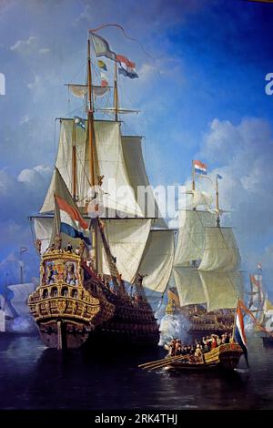 Michiel Adriaenszoon de Ruyter, Lieutenant-Admiral of the United Provinces on his flagship the Seven Provinces ( vlaggenschip de Zeven Provinciën  ) to Chatham Dutch, The Netherlands, Stock Photo