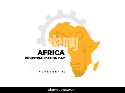 Africa industrialization day background with africa map isolated on white background. Stock Vector