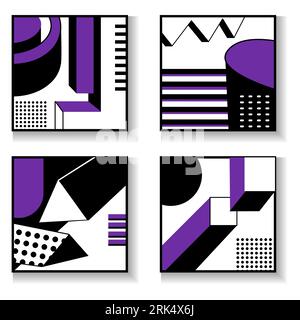 Four Punchy seamless pattern set isolated on white background. Stock Vector