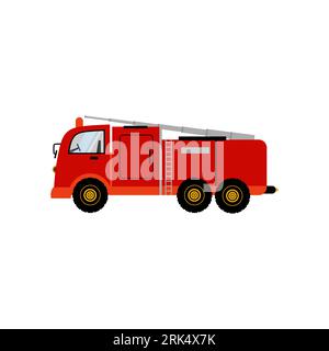 Fire equipment elements fire engine truck isolated on white background. Stock Vector