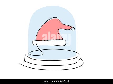 Hand drawing one line of christmas in globe on white background. Stock Vector