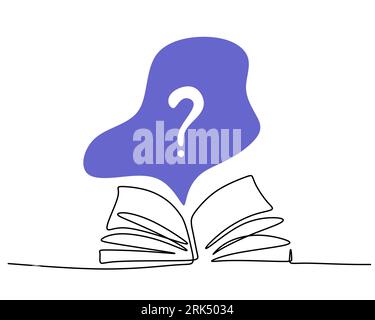 Hand drawing single one line of opened book isolated on white background. Stock Vector