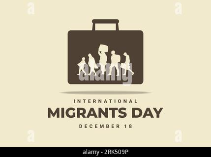 International migrants day background celebrated on december 18. Stock Vector
