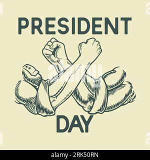 Hand drawing president day element with two hands isolated on white background Stock Vector