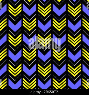blue yellow arrow seamless pattern isolated on black background. Stock Vector