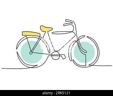 Hand drawing single one line of Classic bicycle transportation isolated on white background. Stock Vector