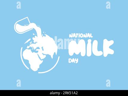 National milk day poster isolated on blue background celebrated on January 11. Stock Vector