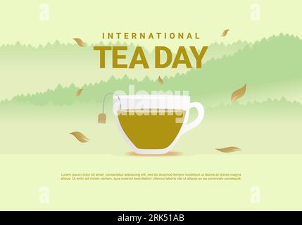 International tea day background celebrated on december 15. Stock Vector