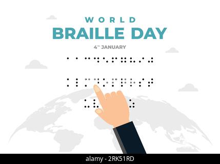 World braille day background celebrated on January 4 isolated on white Stock Vector