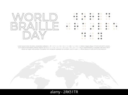 World braille day background celebrated on January 4 isolated on white Stock Vector