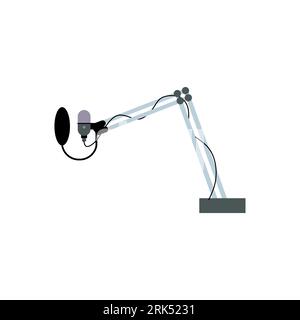 Podcast mic as Equipment for streamers and blogger isolated on white background. Stock Vector