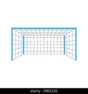 Soccer football with blue goal elements with isolated on white background. Stock Vector