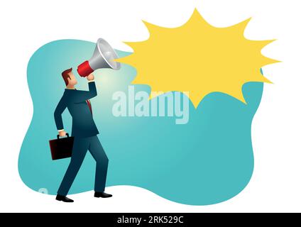 Business vector illustration of a businessman using a megaphone Stock Vector