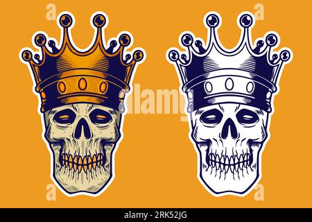 skull head wear crown vector illustration Stock Vector