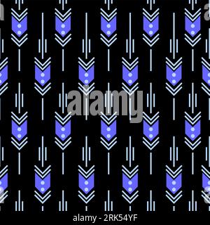 blue arrow seamless pattern isolated on black background. Stock Vector