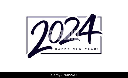 2024 calligraphy web slide. Happy New Year 2024 lettering, logo design ...