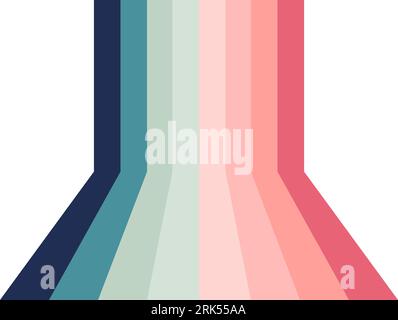 Retro stripes in a perspective. Vintage lines background. Sixties and seventies style graphic design. Abstract modern pastel background. Banner vector Stock Vector