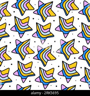 Cute stars seamless pattern isolated on white background. Stock Vector