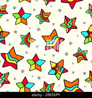 Cute stars seamless pattern isolated on white background. Stock Vector