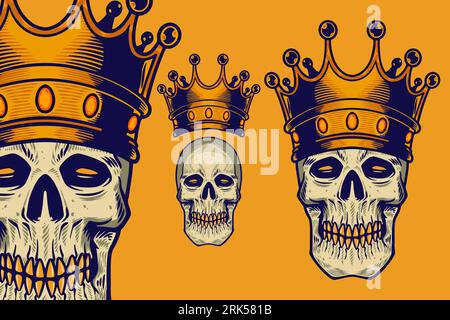 skull head wear crown vector illustration Stock Vector