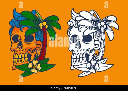 beach skull head vector illustration Stock Vector