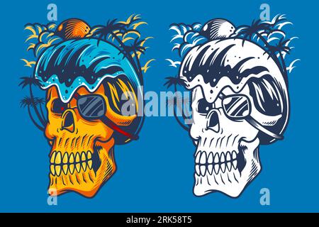 beach skull head vector illustration Stock Vector