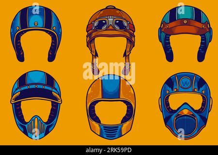 various helmet vector illustration set cartoon style Stock Vector