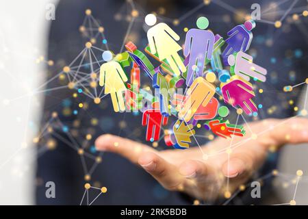 A person representing network connections, demonstrating the power of modern technology Stock Photo