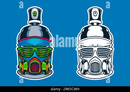 spray can graffiti mascot vector illustration Stock Vector