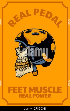 skull head with helm on card illustration Stock Vector