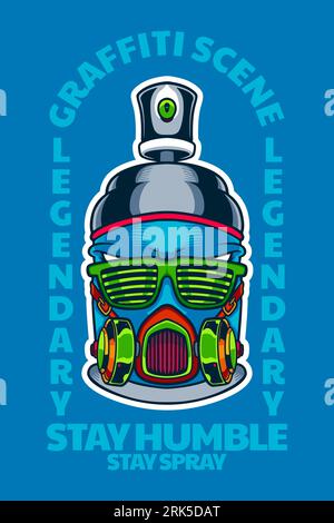 spray can graffiti mascot card poster vector illustration Stock Vector ...