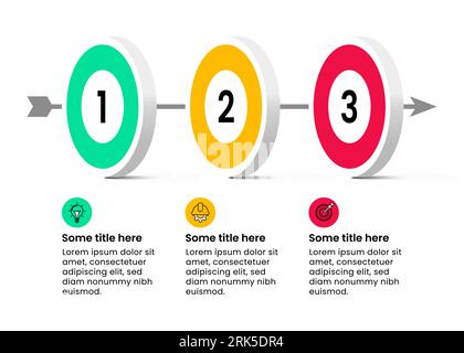 Infographic template with icons and 3 options or steps. Three Dartboard. Can be used for workflow layout, diagram, banner, webdesign. Vector illustrat Stock Vector