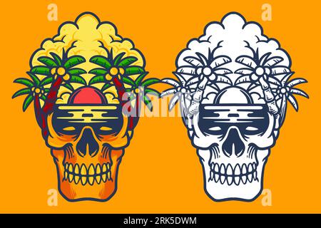 beach skull head vector illustration Stock Vector
