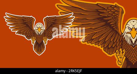 eagle mascot vector illustration cartoon style Stock Vector